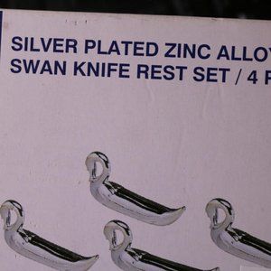 vintage Elegance Silver Plated Zinc alloy Swan rest set 4 Porte-ustensiles Lot